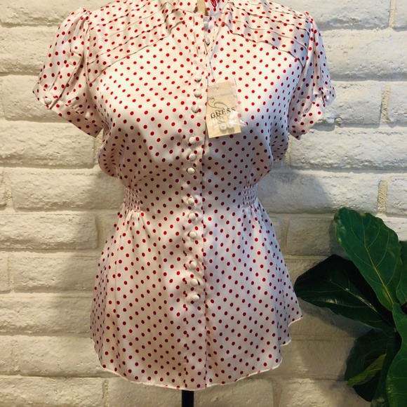 ❤️NWT Guess Silk Polka Dot Blouse Size M - Picture 6 of 6